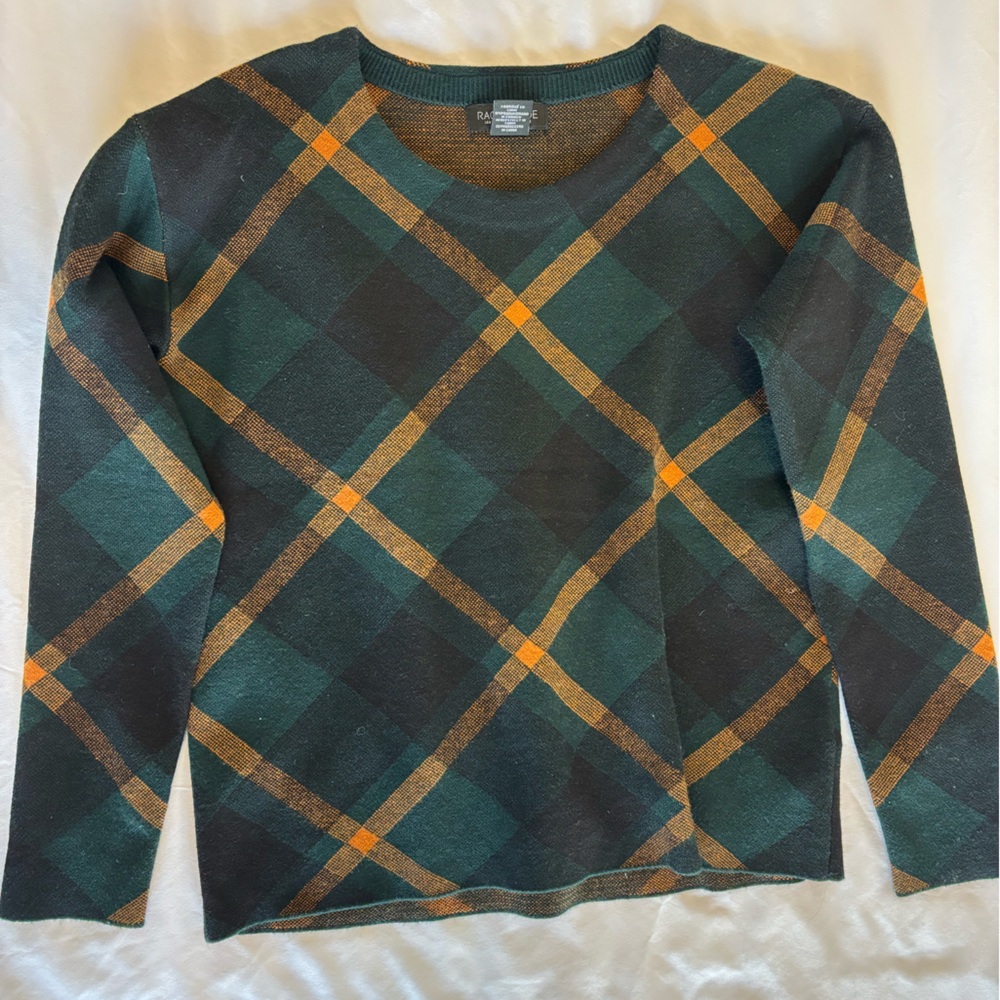 Rachel Zoe Men's Dark Green and Brown Argyle Sweater